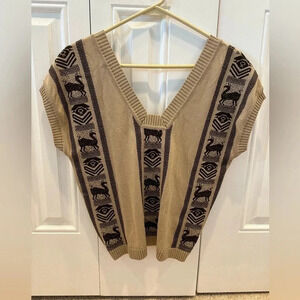 Jen’s Pirate Booty Llama short sleeve open back sweater Large